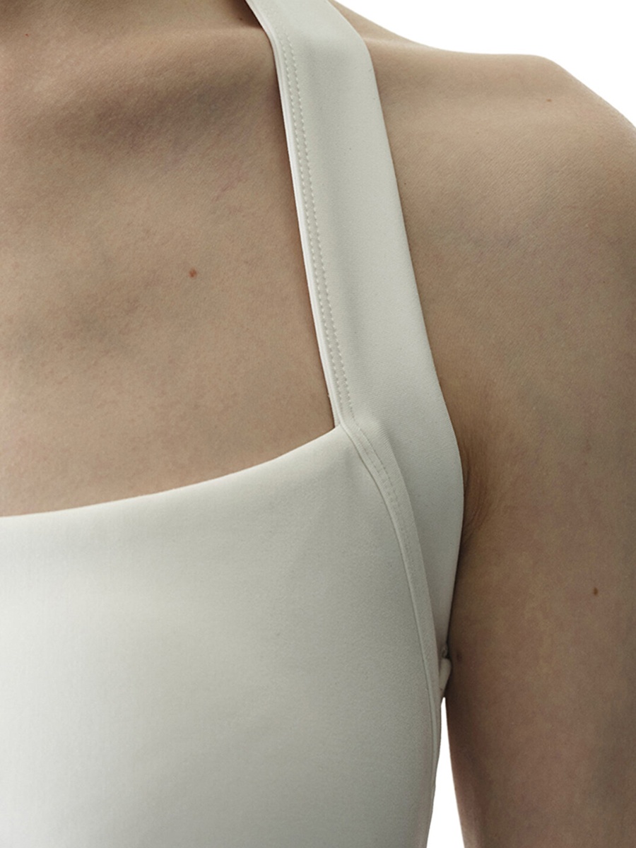 White Easy-Care Sports Cloud Halter Neck Top