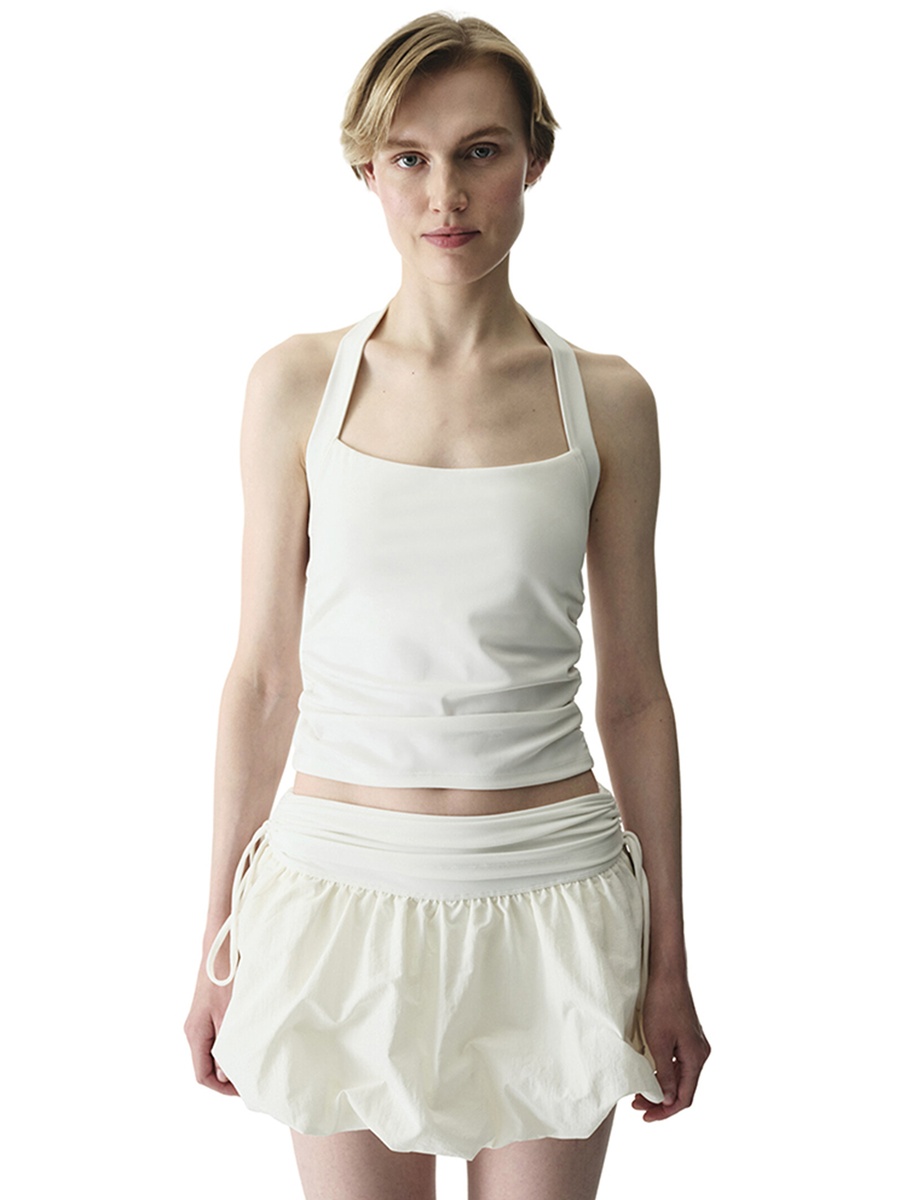 White Easy-Care Sports Cloud Halter Neck Top