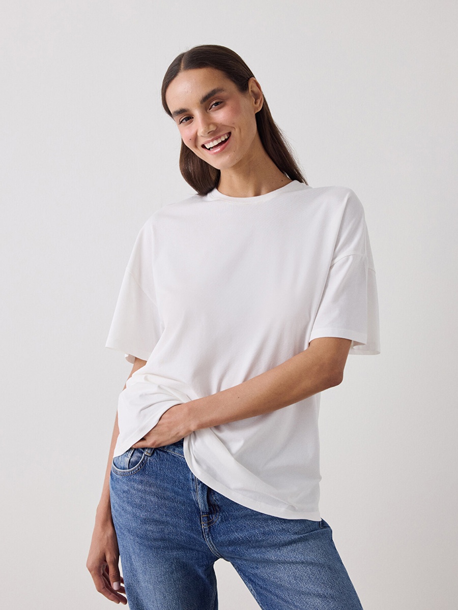 White Cotton Basic Oversized T-Shirt