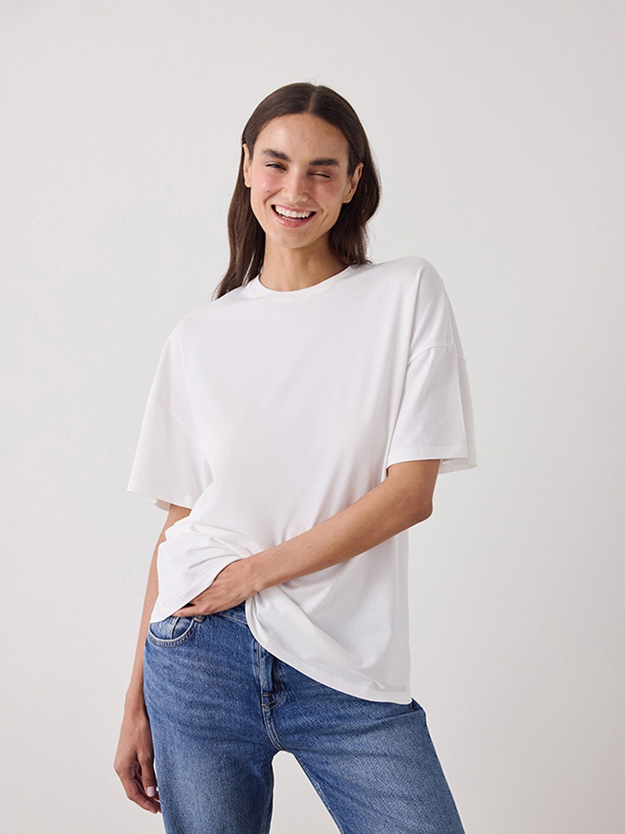 White Cotton Basic Oversized T-Shirt
