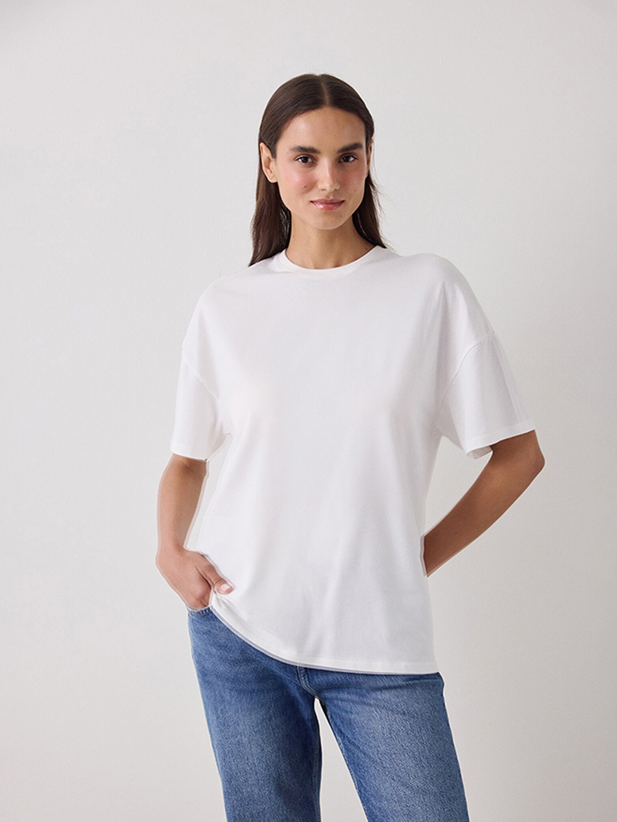 White Cotton Basic Oversized T-Shirt