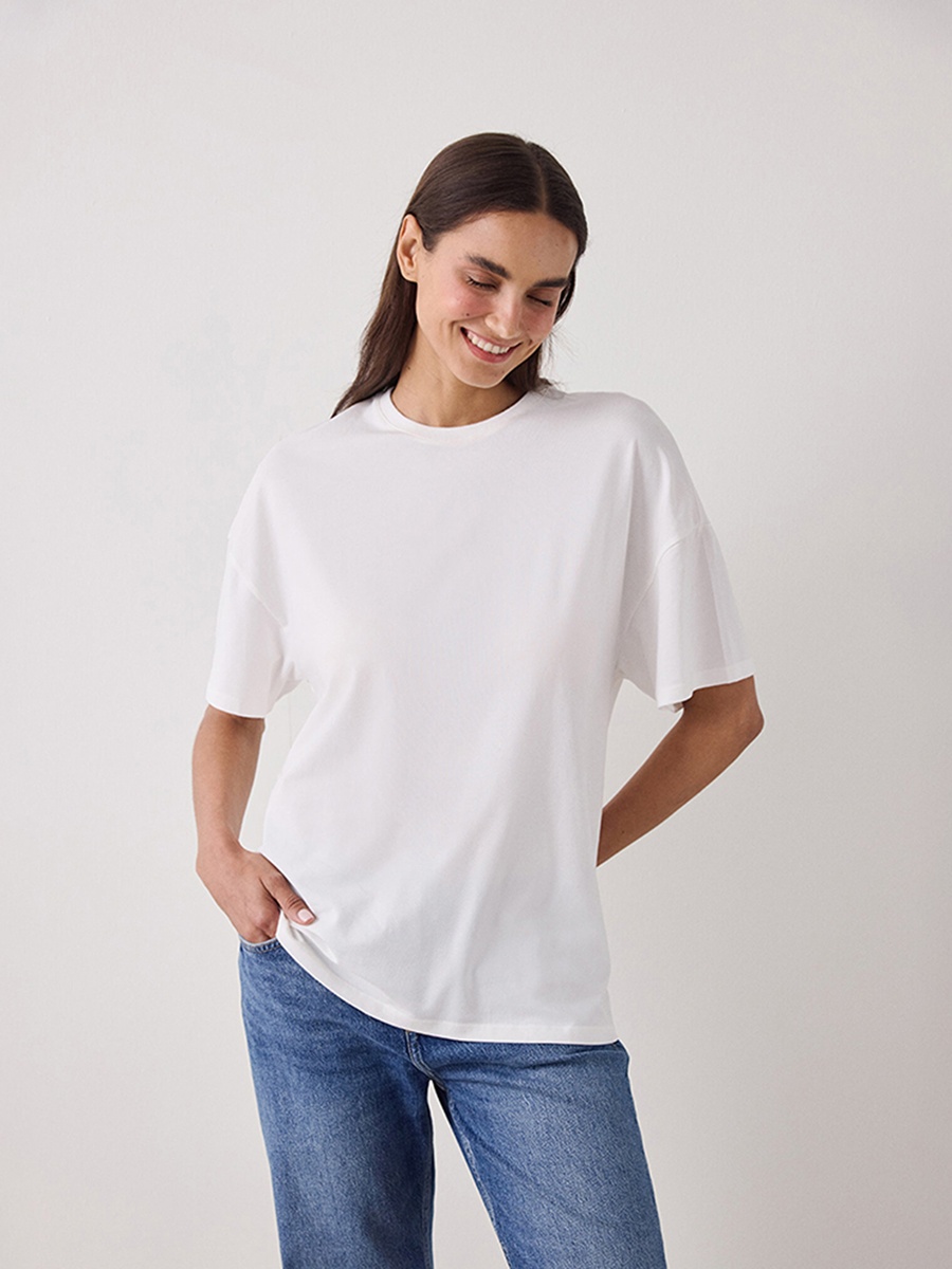White Cotton Basic Oversized T-Shirt