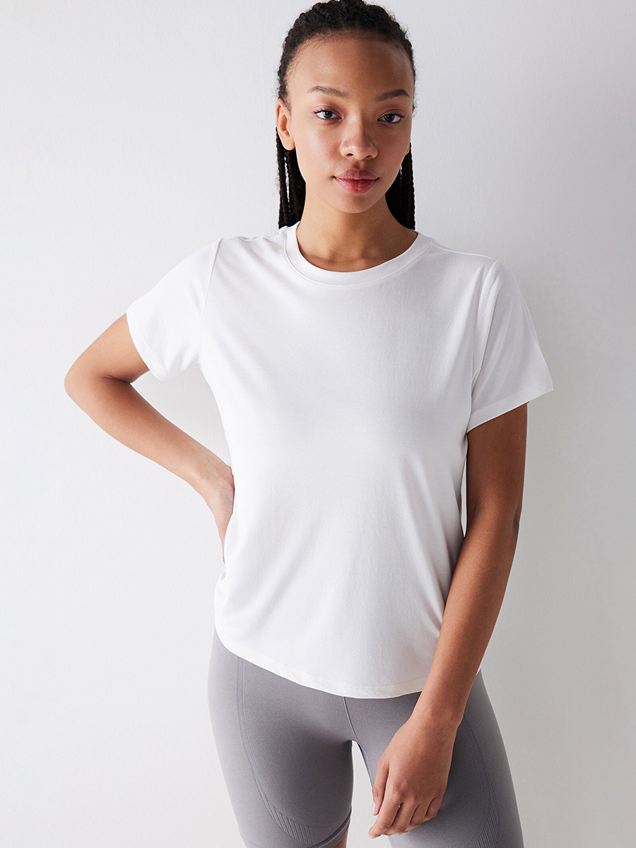 White Modal Blend Casual T-Shirt