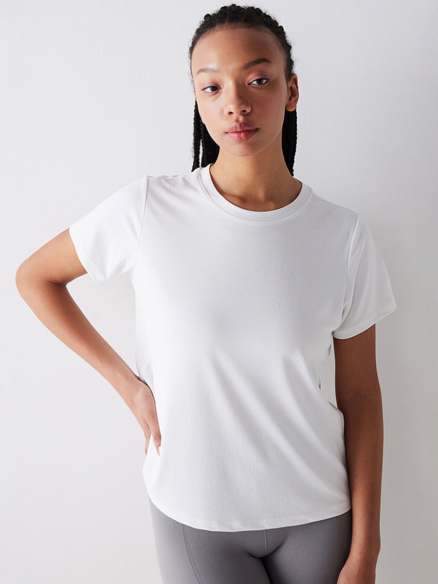White Modal Blend Casual T-Shirt