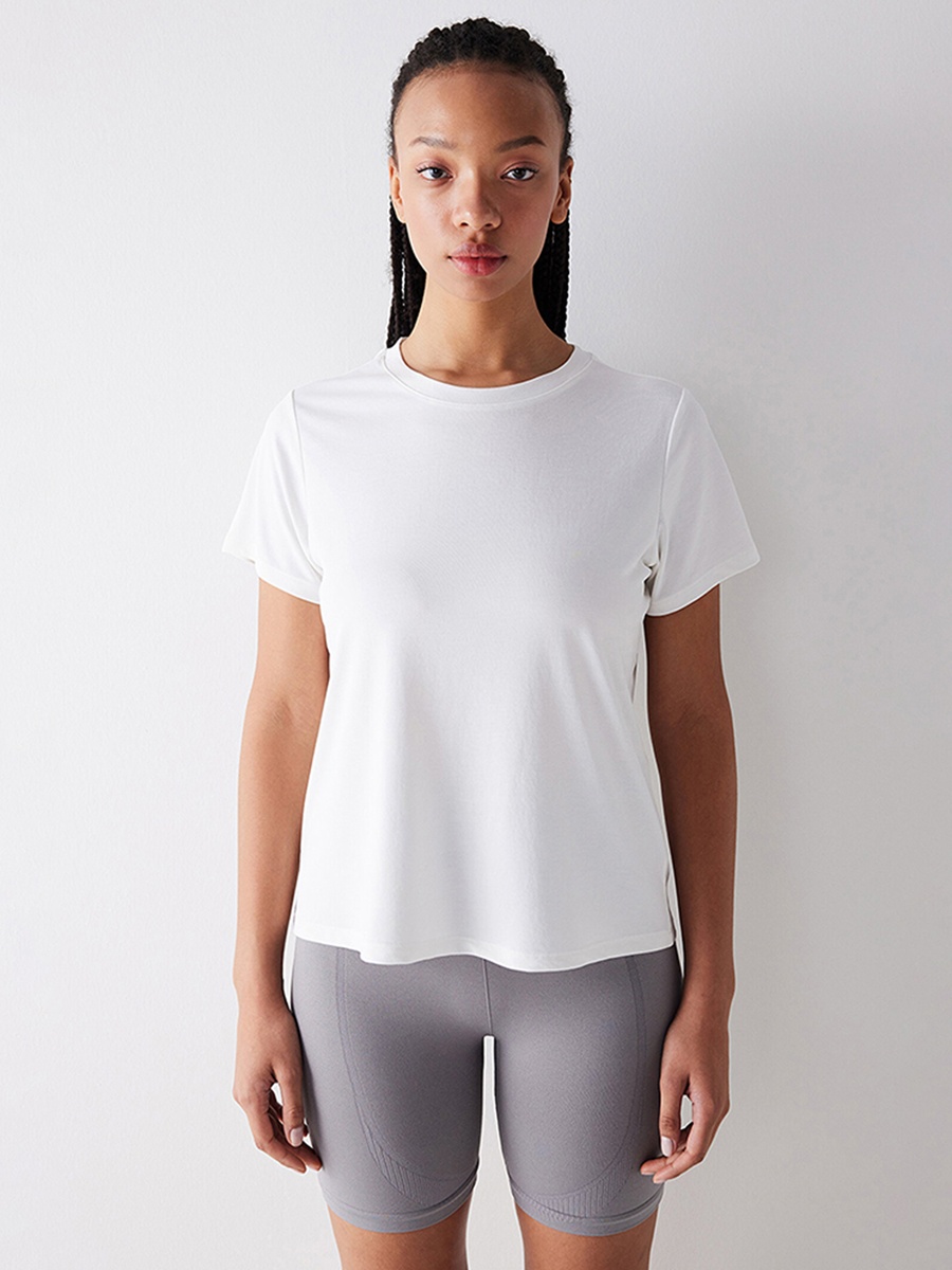 White Modal Blend Casual T-Shirt