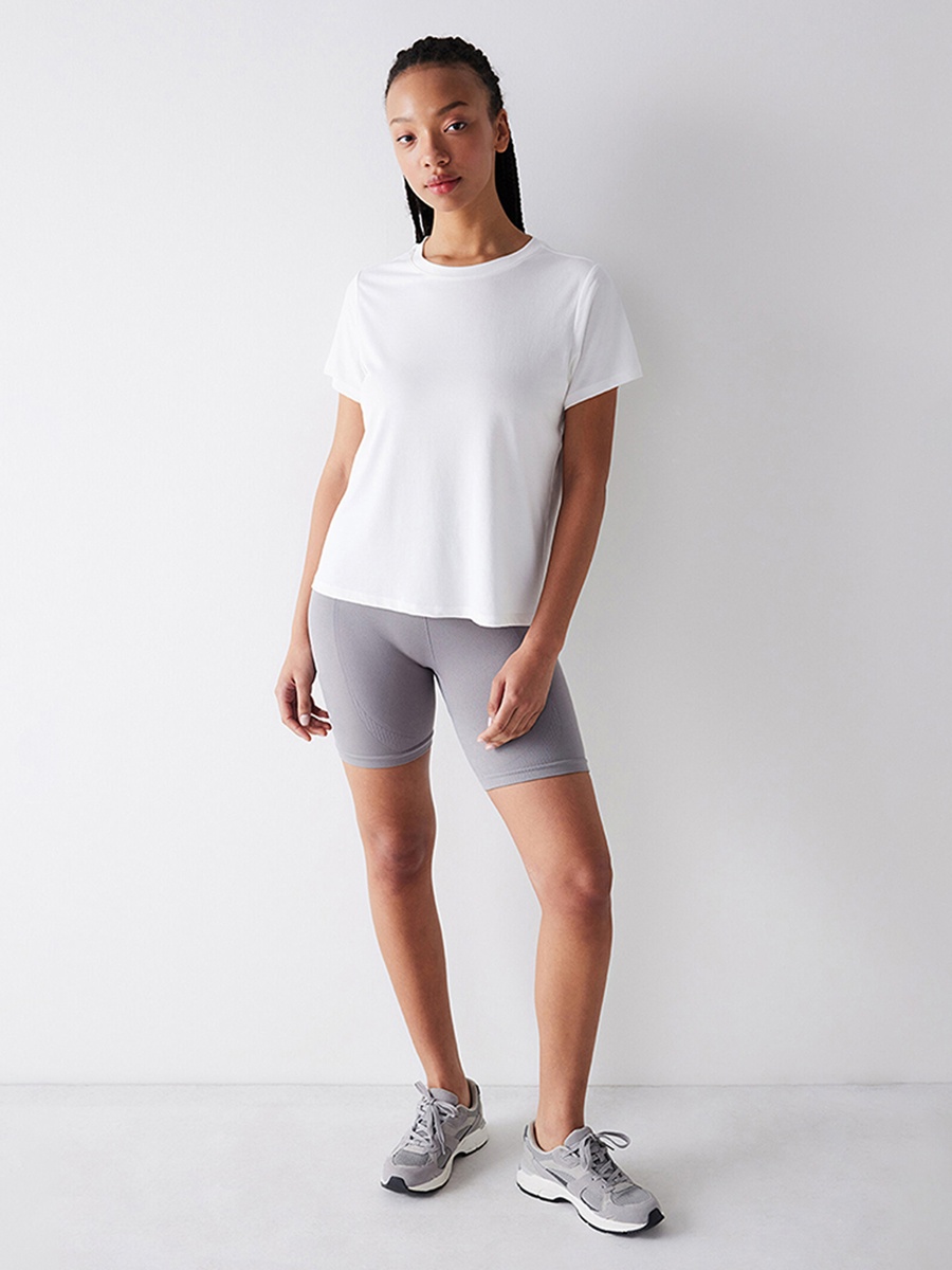 White Modal Blend Casual T-Shirt