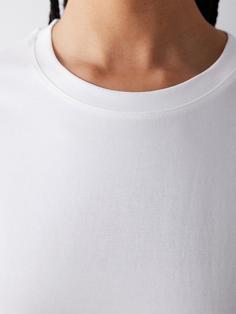 White Modal Blend Casual T-Shirt