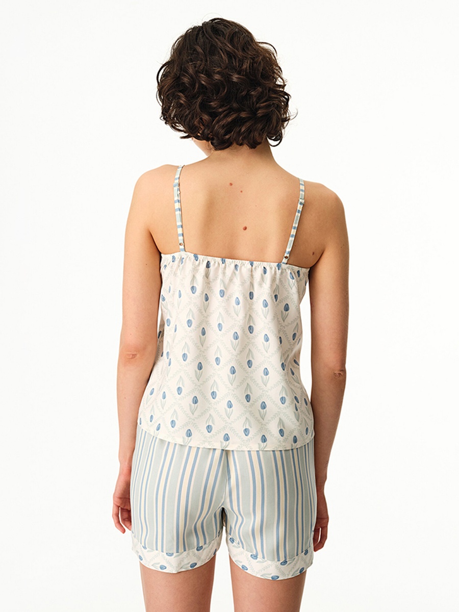 Light Green Lounge Serenity Striped Shorts