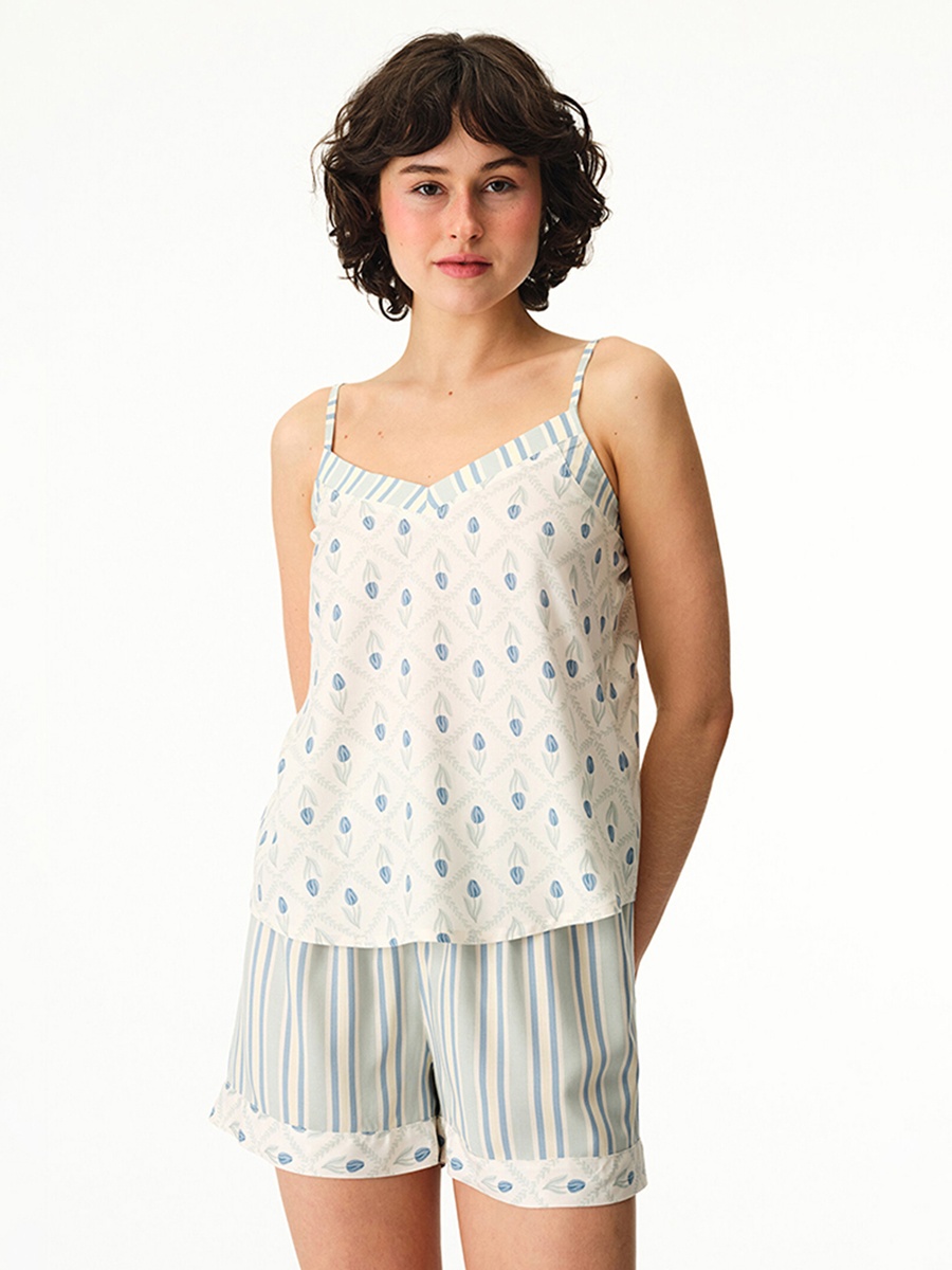 Light Green Lounge Serenity Striped Shorts