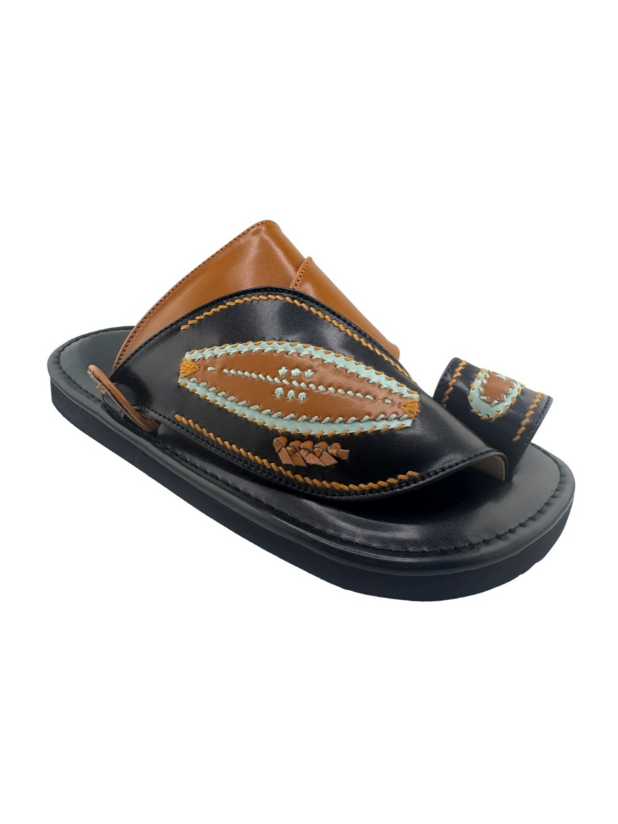 Men Black Arabic Leather Sandals