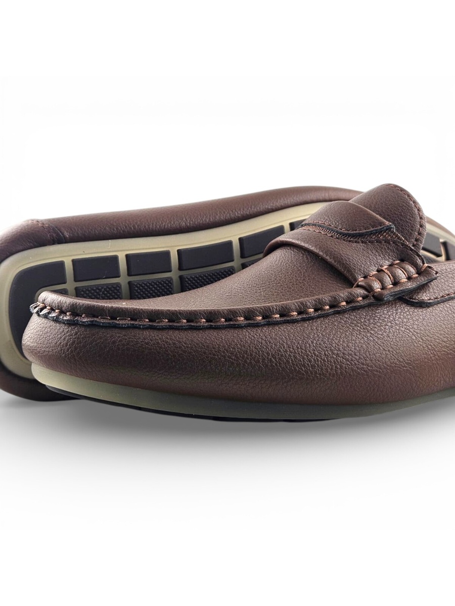 Men Coffee Brown Loafers Slip-Ons