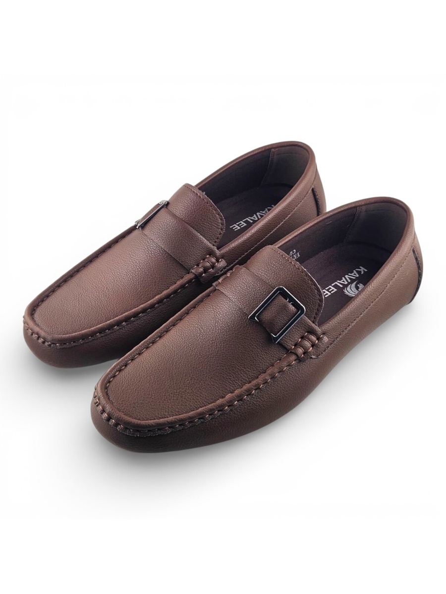 Men Coffee Brown Buckle Loafers - Casual and Comfortable