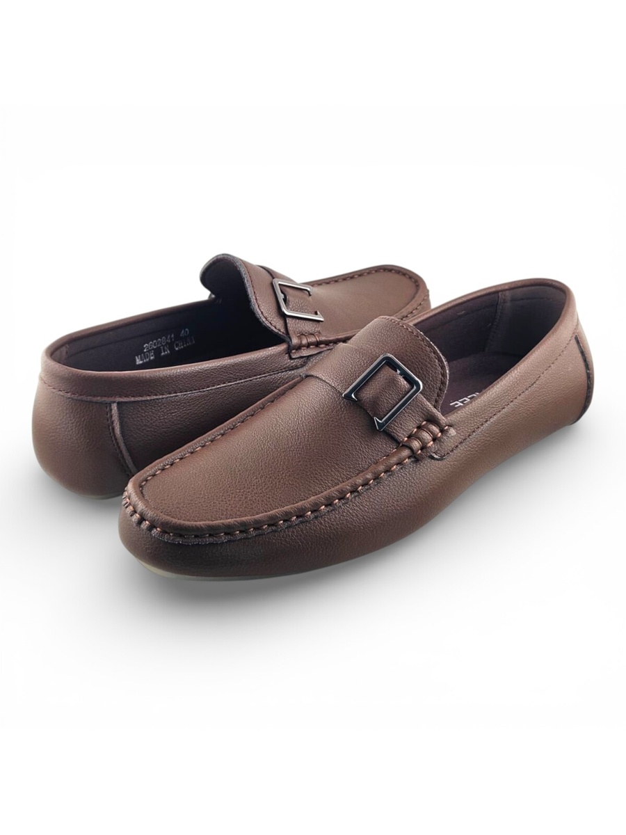 Men Coffee Brown Buckle Loafers - Casual and Comfortable
