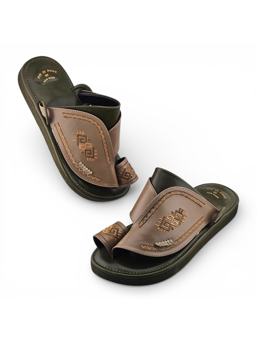 Men Multi-Color Embroidered Arabic Sandals - Premium Khaleeji Design