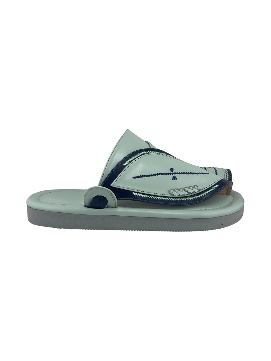 Mint Green Men Arabic Sandals with Navy Trim