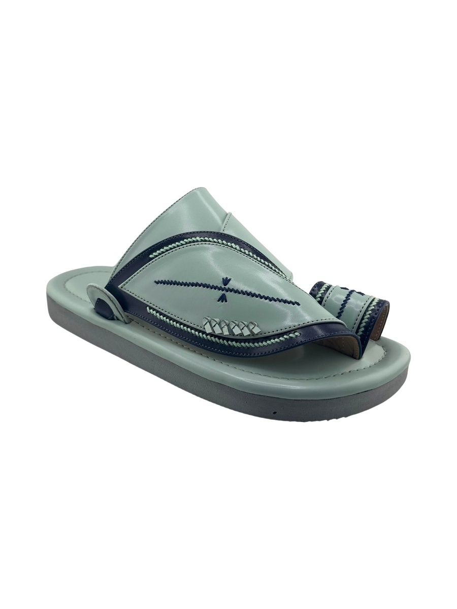 Mint Green Men Arabic Sandals with Navy Trim