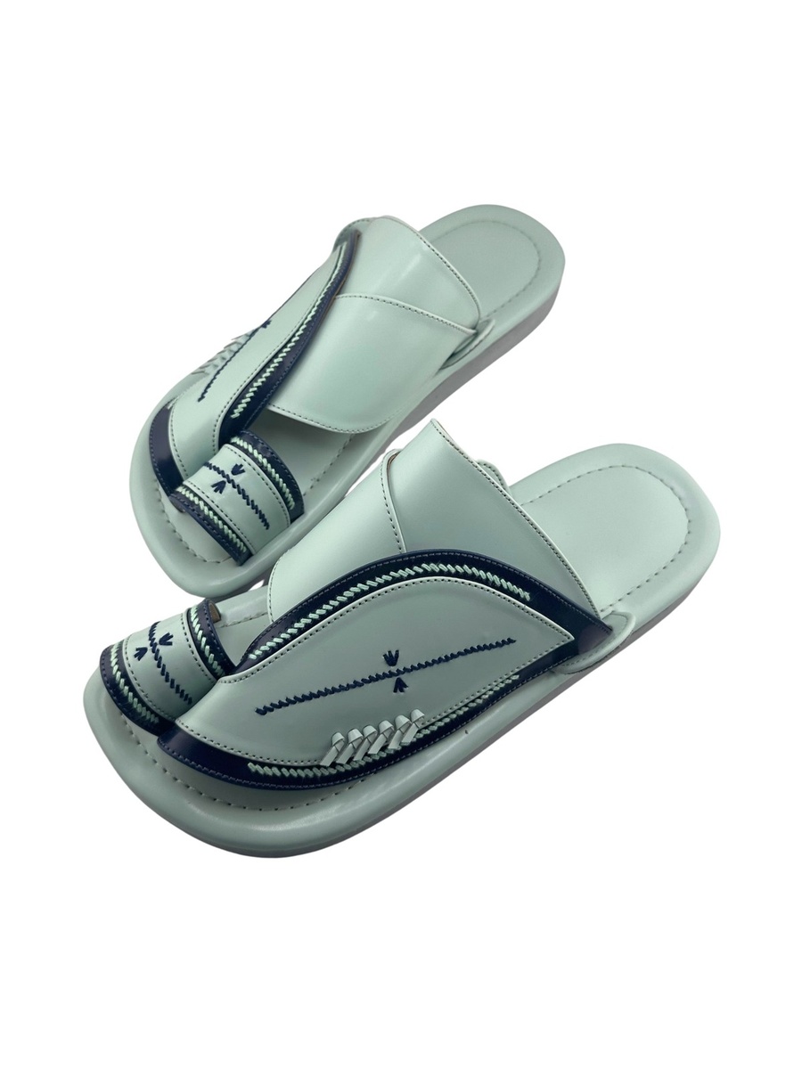 Mint Green Men Arabic Sandals with Navy Trim