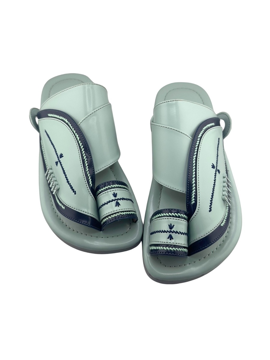 Mint Green Men Arabic Sandals with Navy Trim