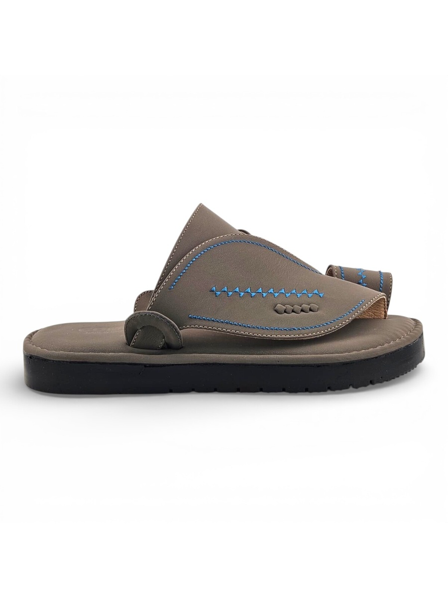 Men Khaki Arabic Sandals with Blue Stitching