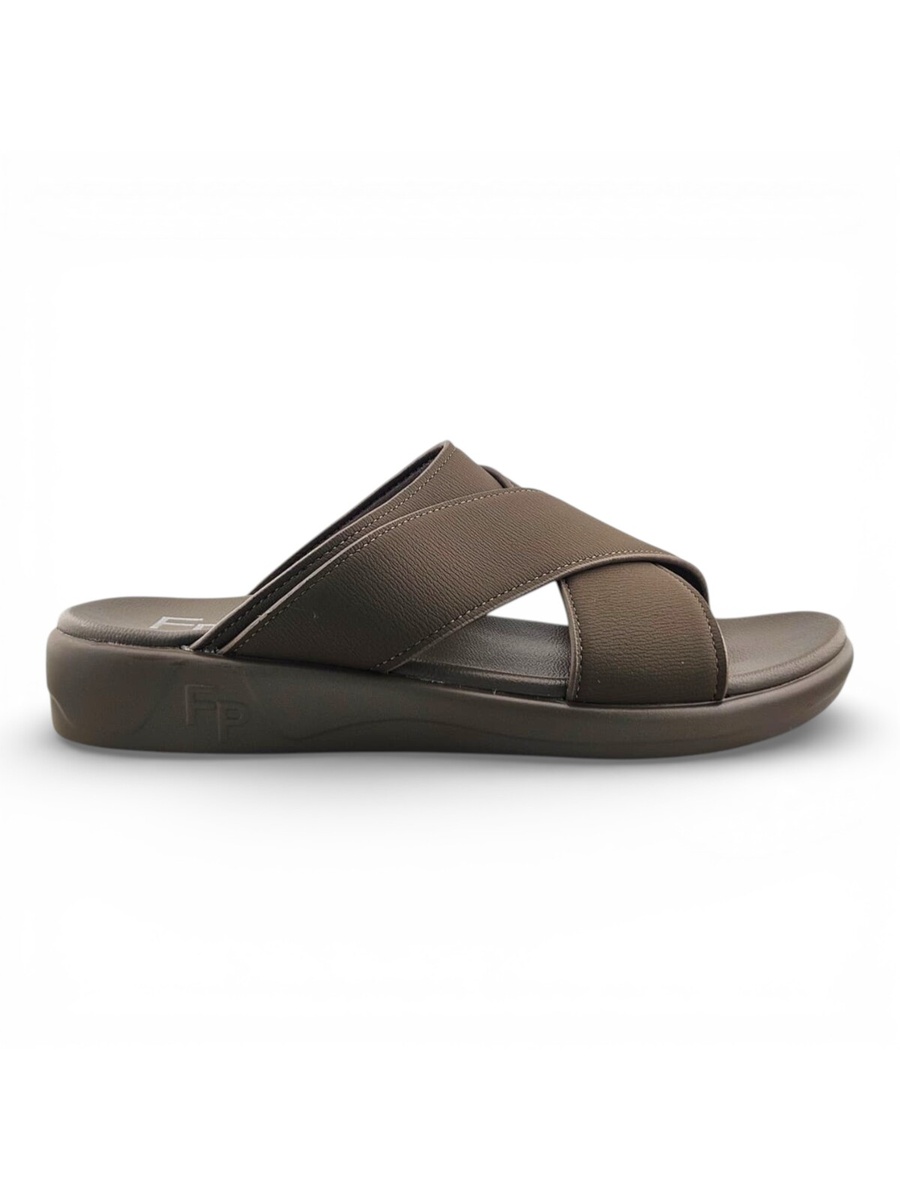 Men Khaki Cross-Strap Comfort Sandals