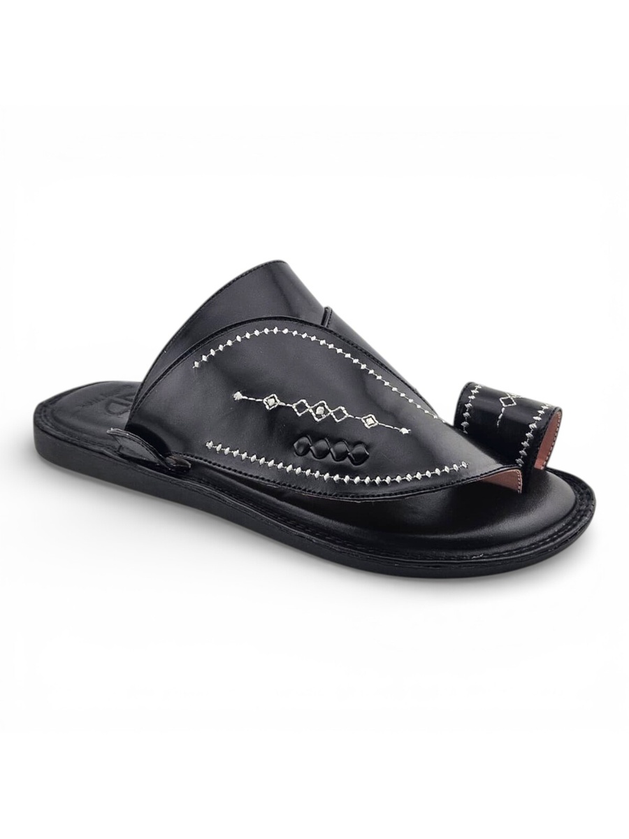 Men Black Arabic Leather Sandals - Thobe and Daily Wear