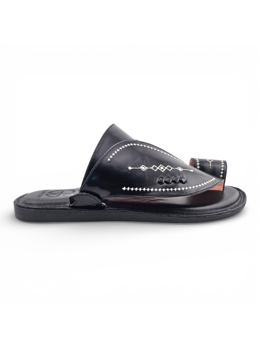Men Black Arabic Leather Sandals - Thobe and Daily Wear
