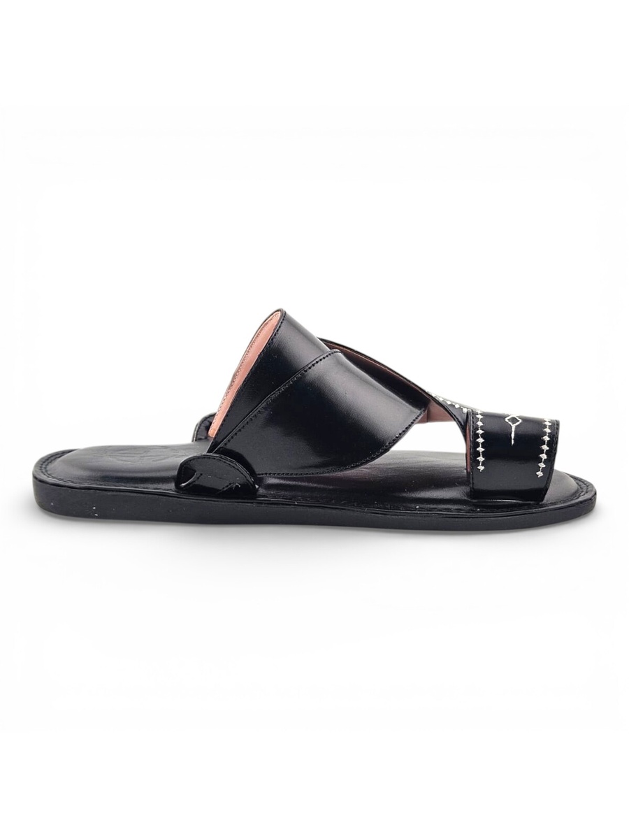 Men Black Arabic Leather Sandals - Thobe and Daily Wear