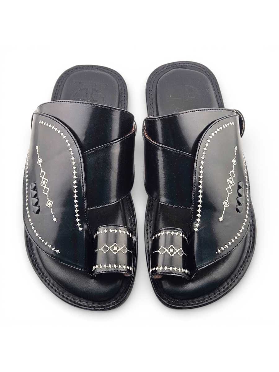 Men Black Arabic Leather Sandals - Thobe and Daily Wear
