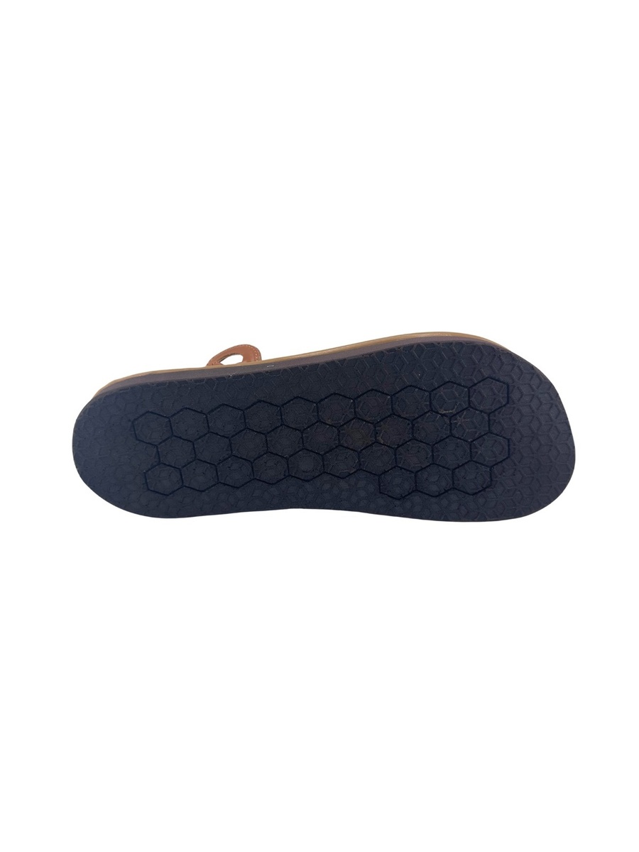 Men Tan Leather Arabic Sandals with Geometric Stitching