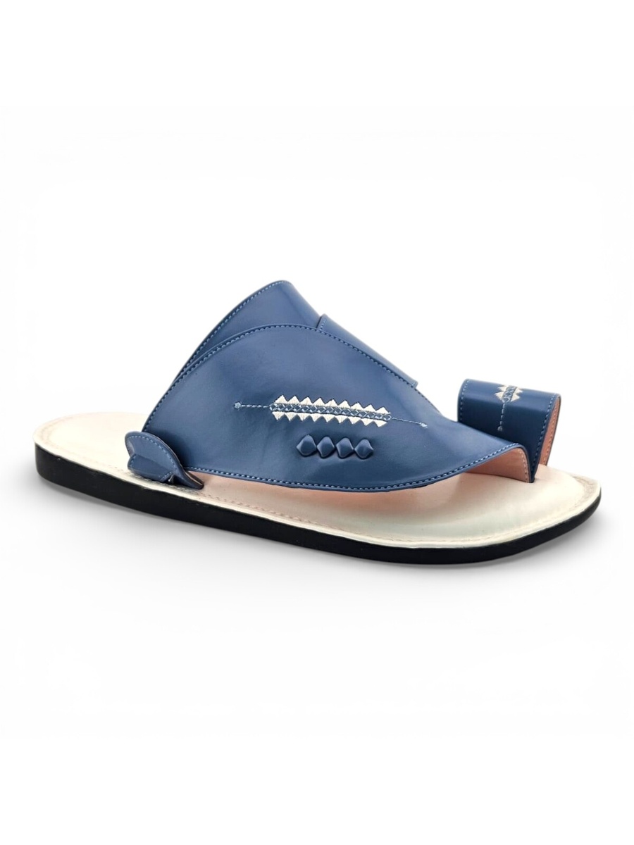 Men Blue Leather Arabic Sandals - Classic Gulf Style