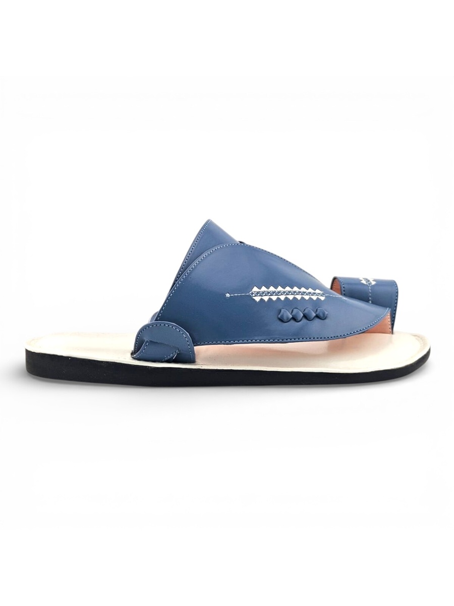Men Blue Leather Arabic Sandals - Classic Gulf Style
