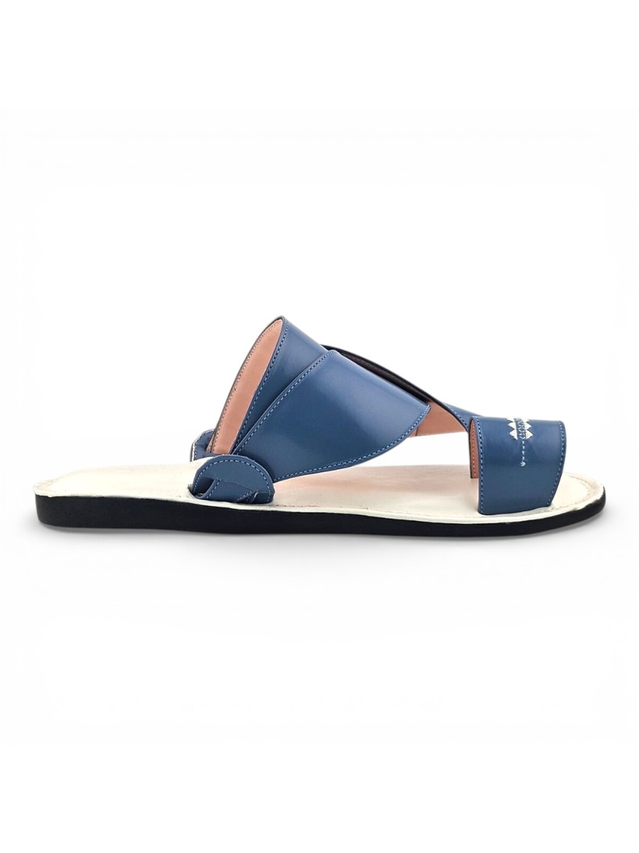 Men Blue Leather Arabic Sandals - Classic Gulf Style