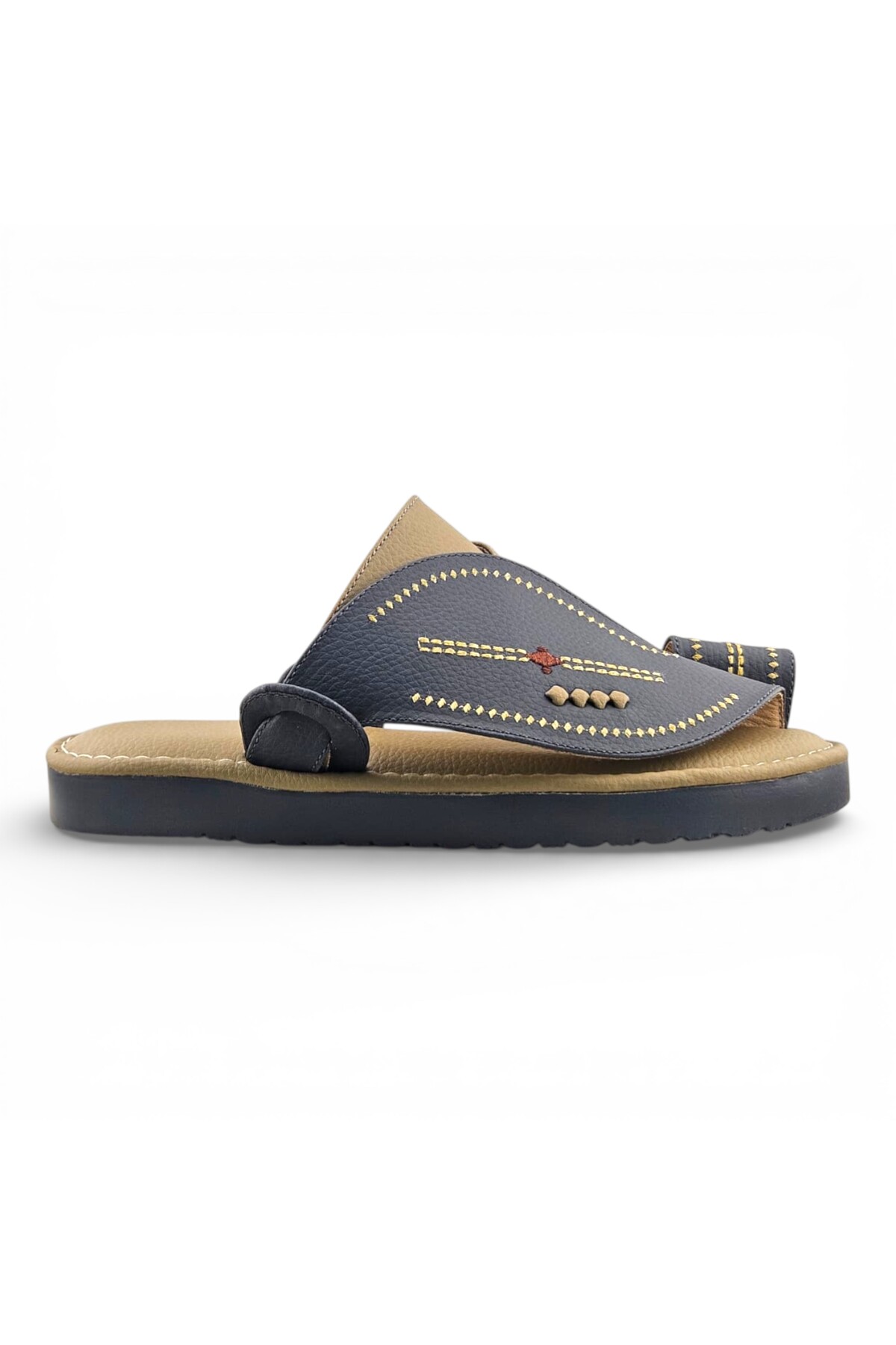 Men Grey Leather Arabic Sandals