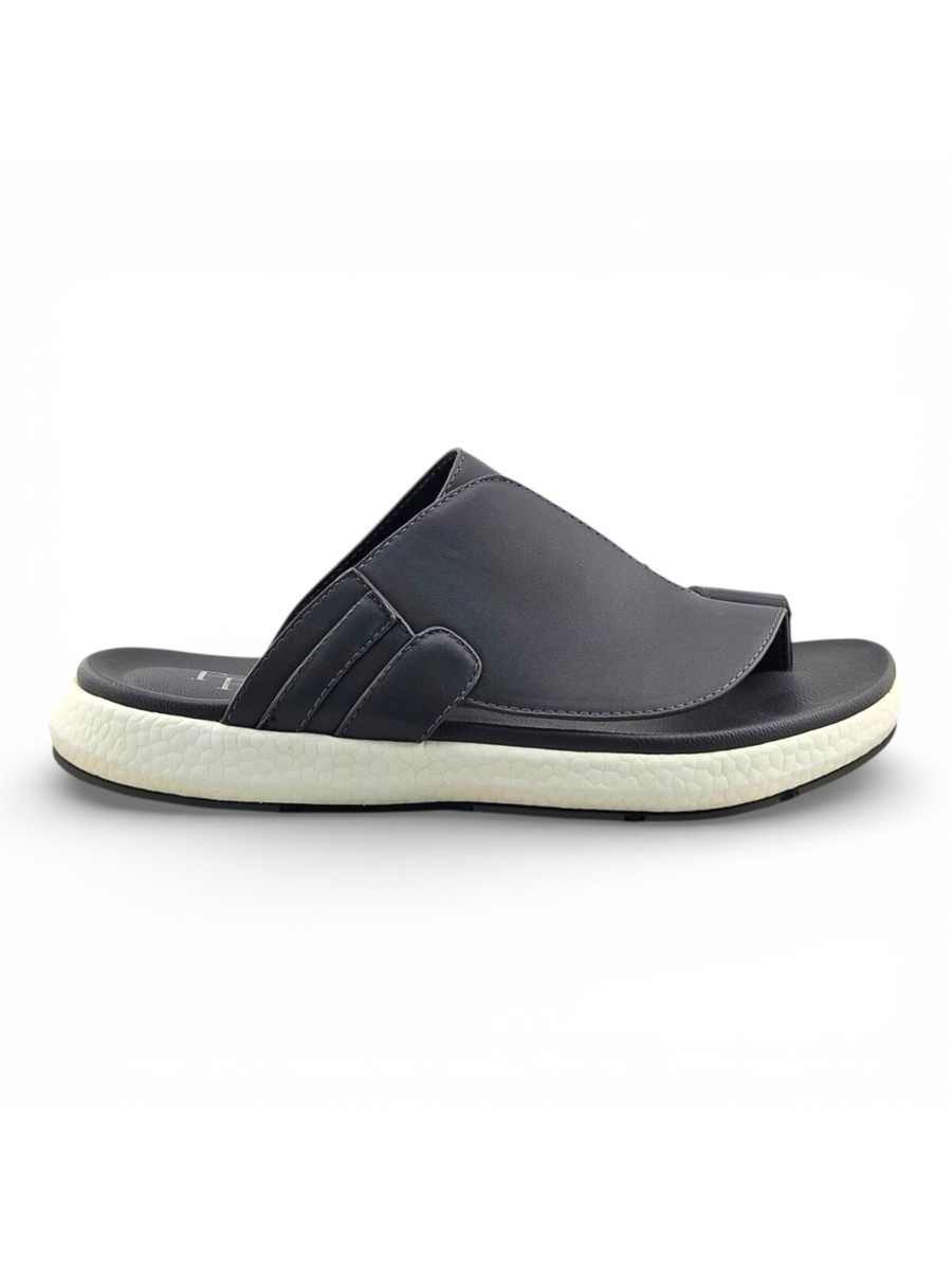 Men Grey Casual Slip-On Sandals with Toe Loop