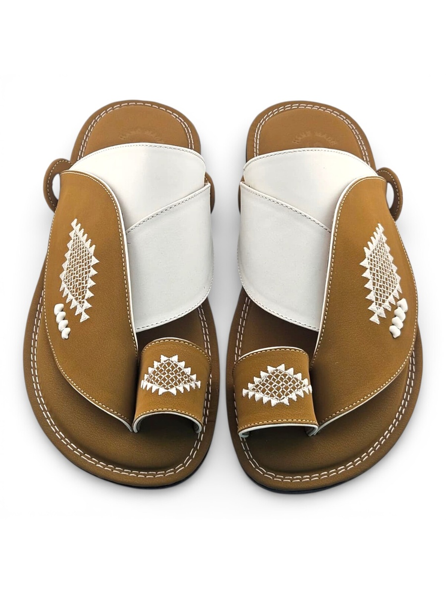 Men Cream Arabic Sandals 