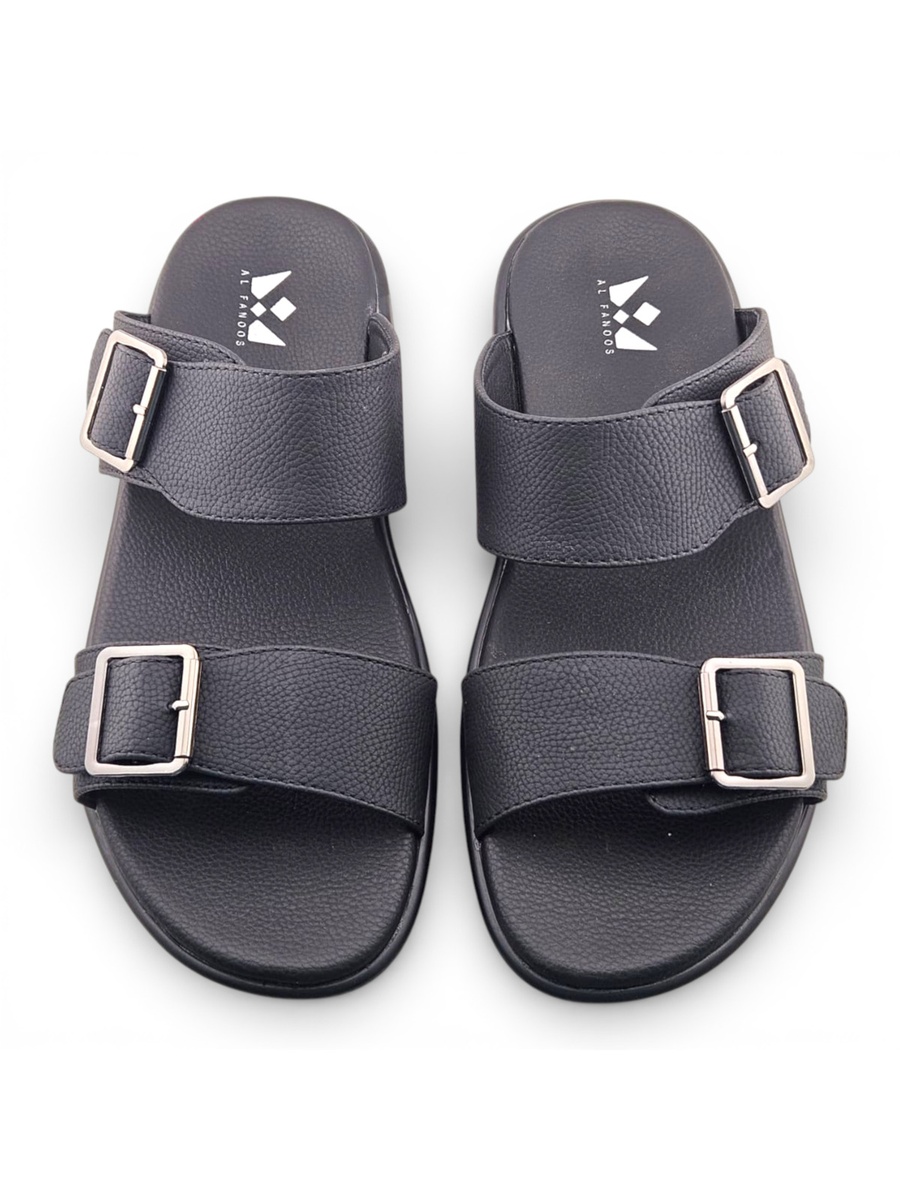 Men Black Buckle Strap Casual Sandals