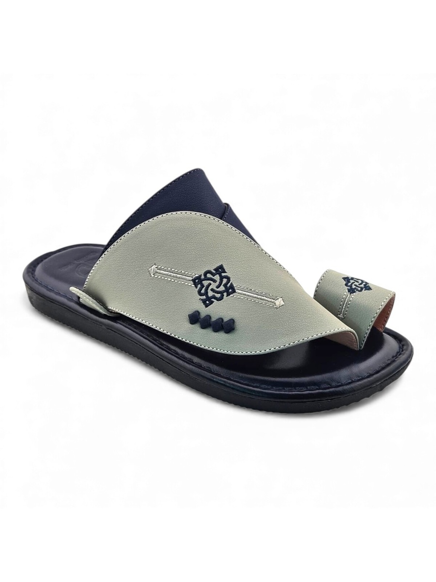 Men Beige Arabic Sandals with Navy Accents
