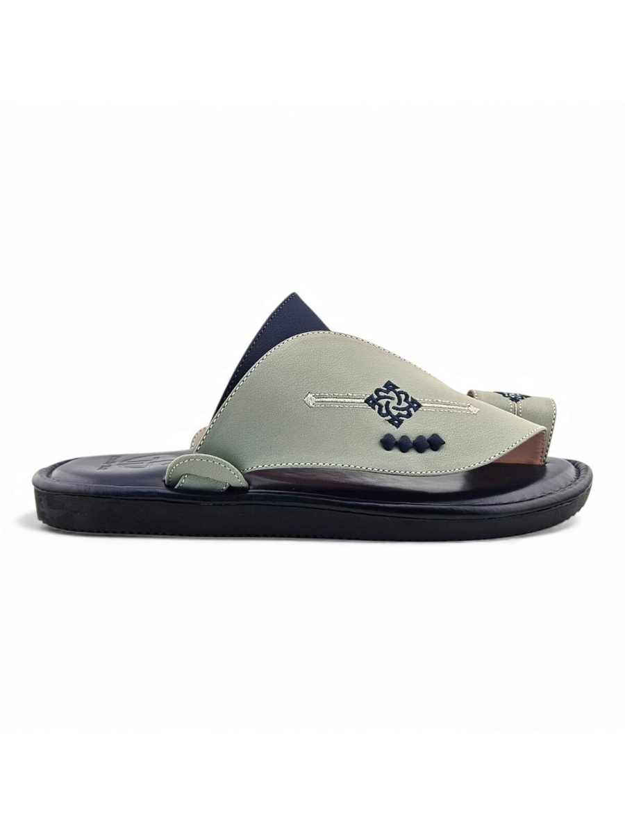 Men Beige Arabic Sandals with Navy Accents