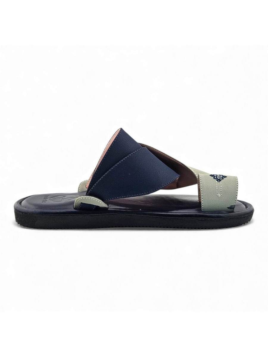 Men Beige Arabic Sandals with Navy Accents