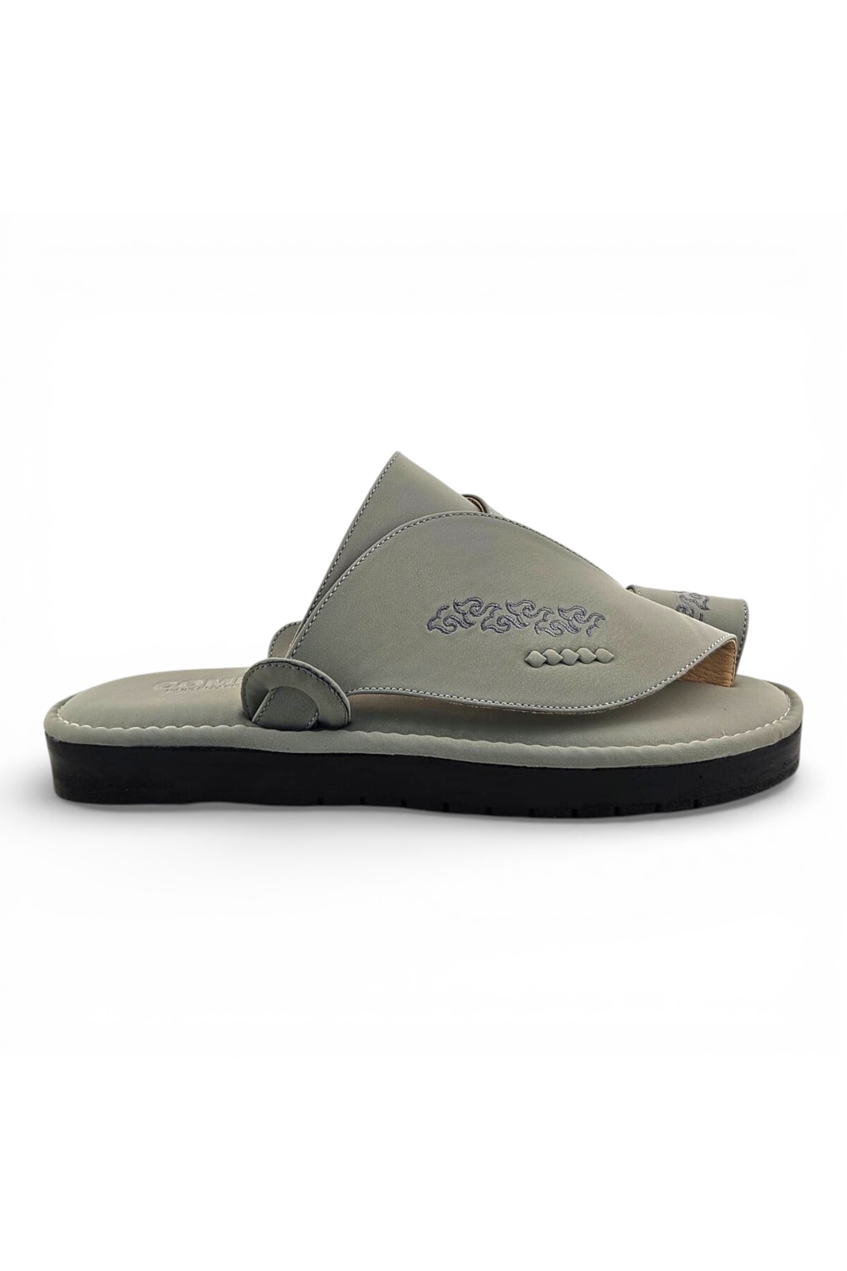 Men Grey Leather Arabic Sandals - Premium Comfort