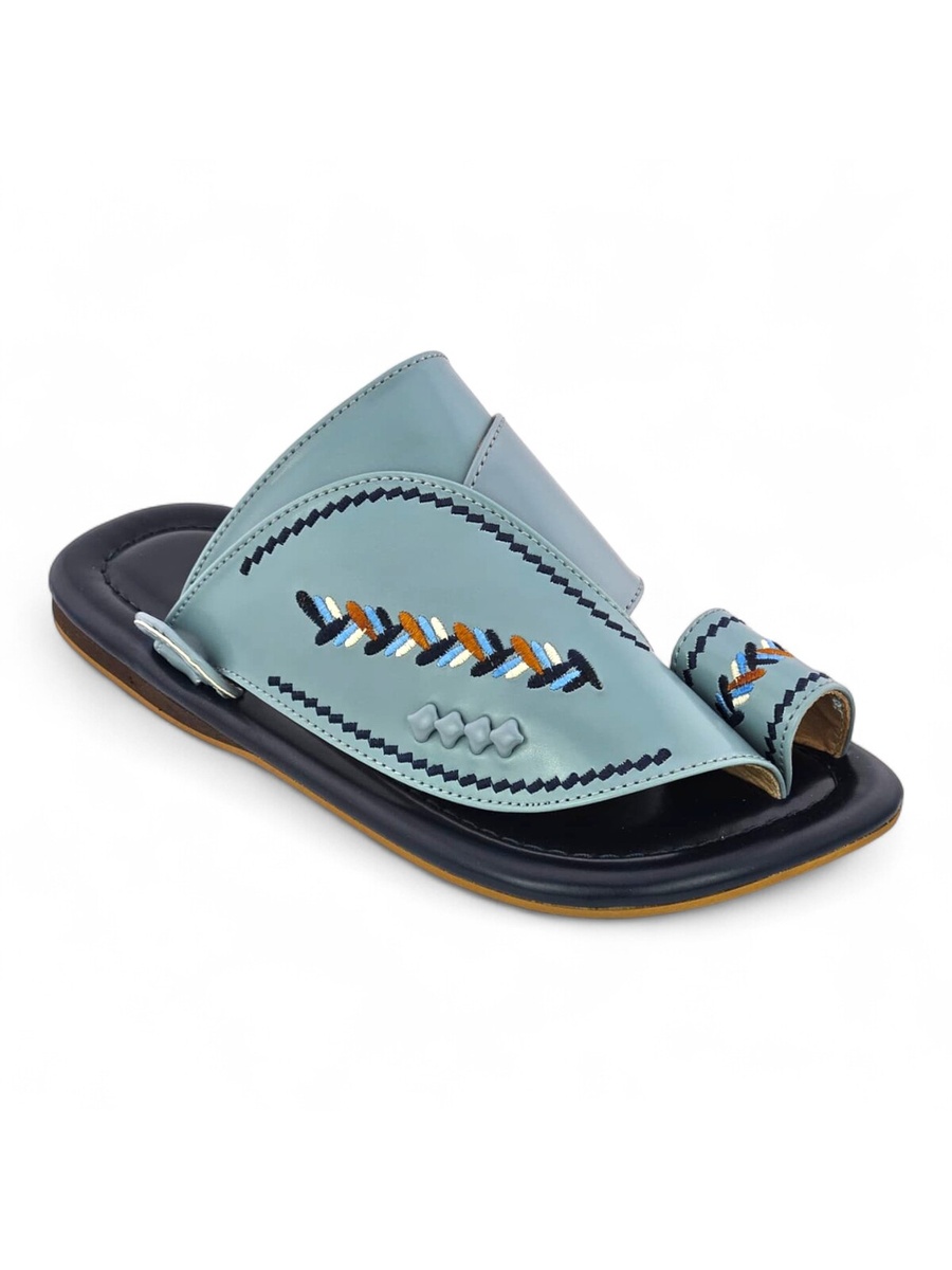 Men Blue Embroidered Arabic Sandals