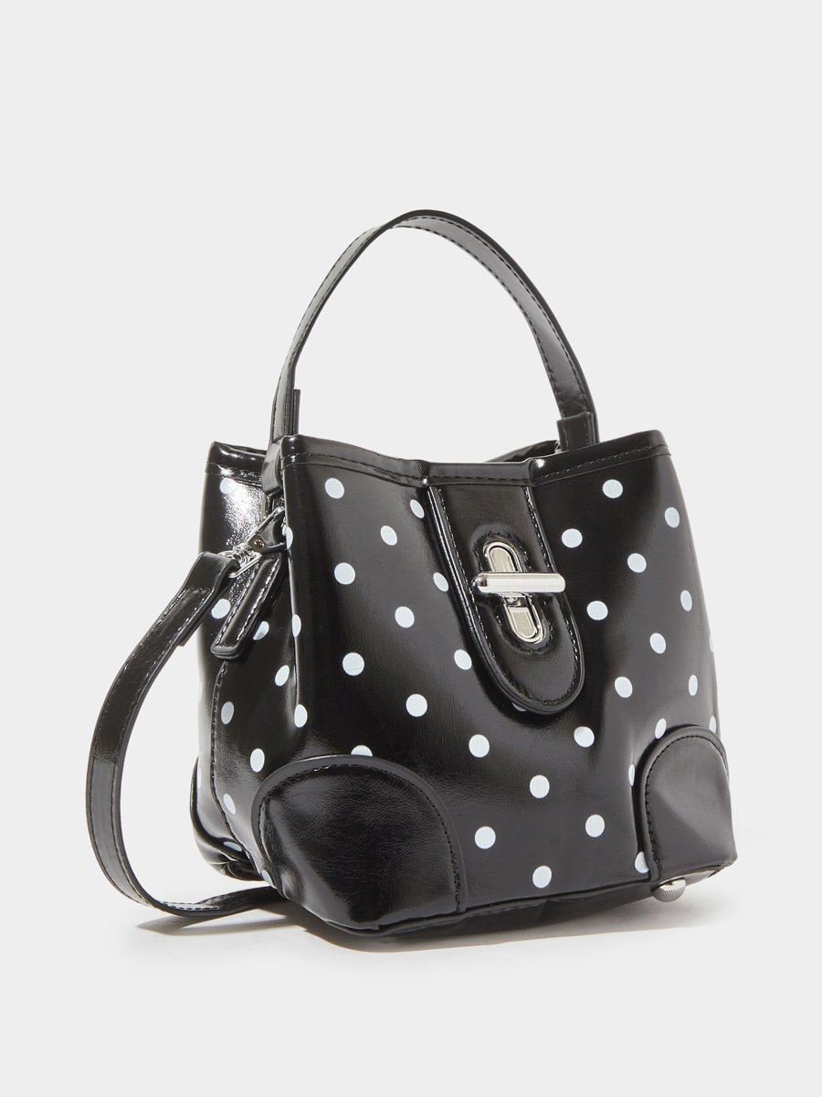 Black Polka Dot Crossbody Bag with Pouch