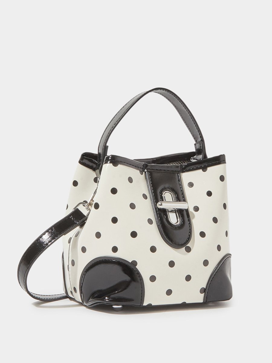 Off White Polka Dot Crossbody Bag with Pouch