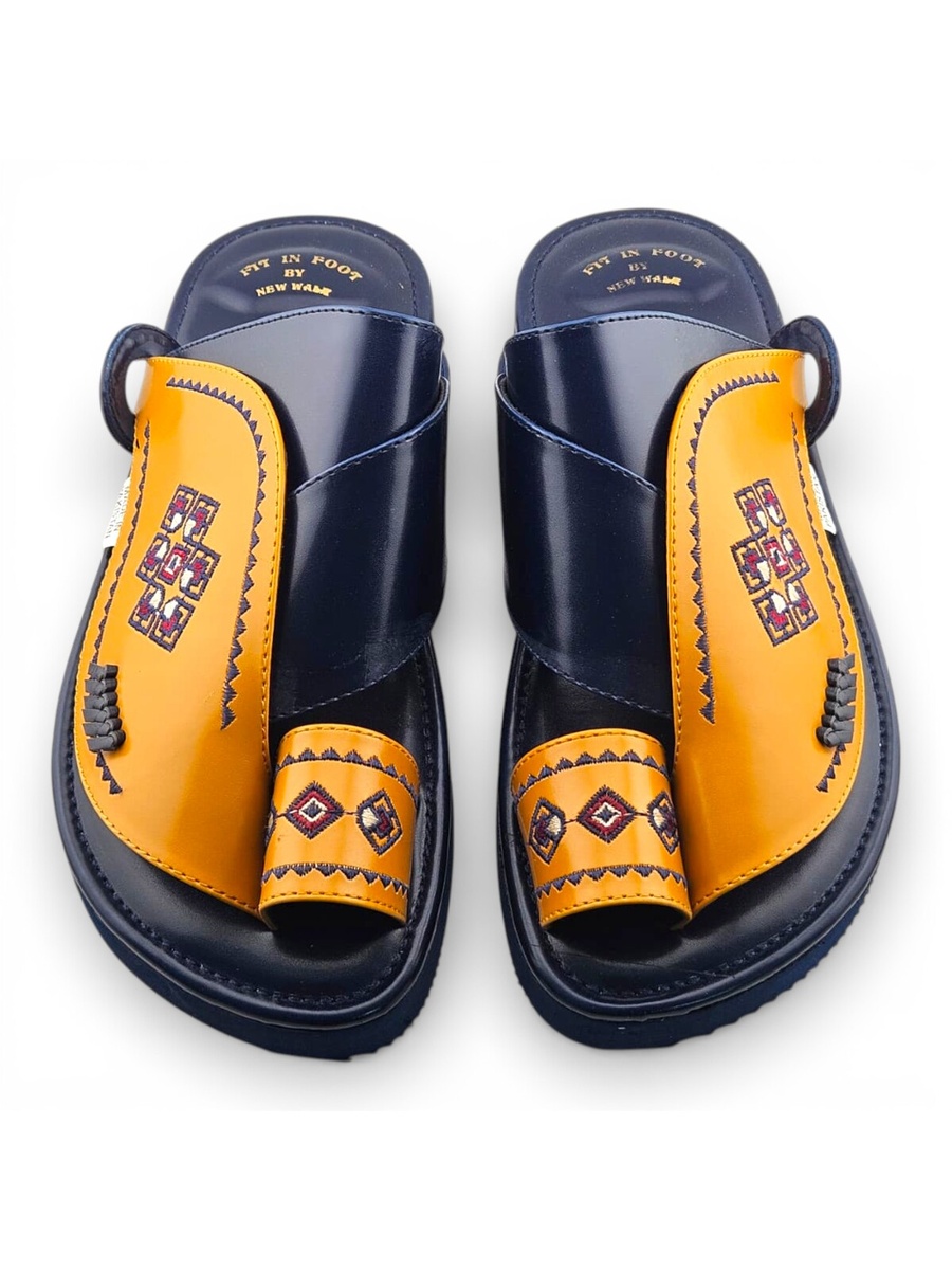 Men Multi-Color Embellished Arabic Sandals - Classic Comfort