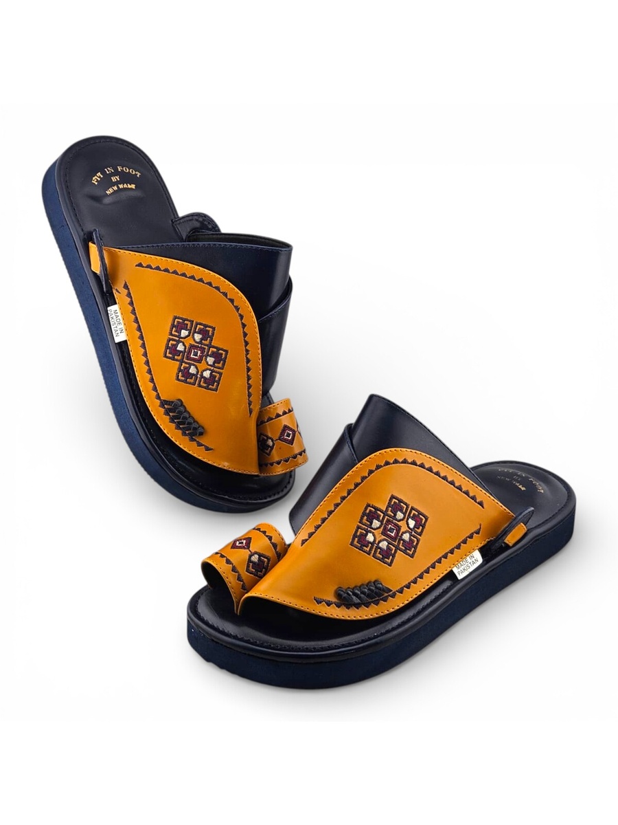Men Multi-Color Embellished Arabic Sandals - Classic Comfort