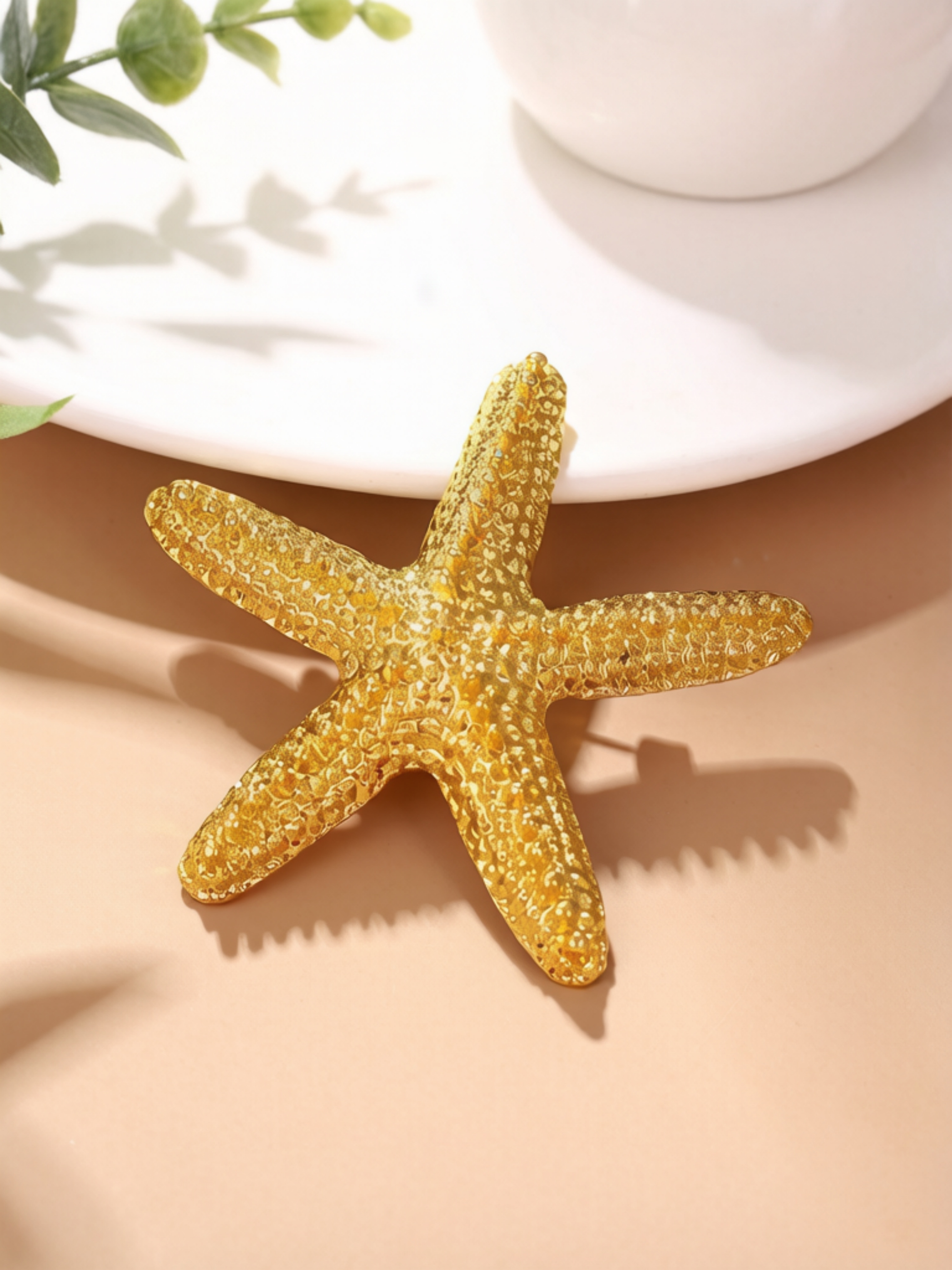 Golden Starfish Charm Brooch