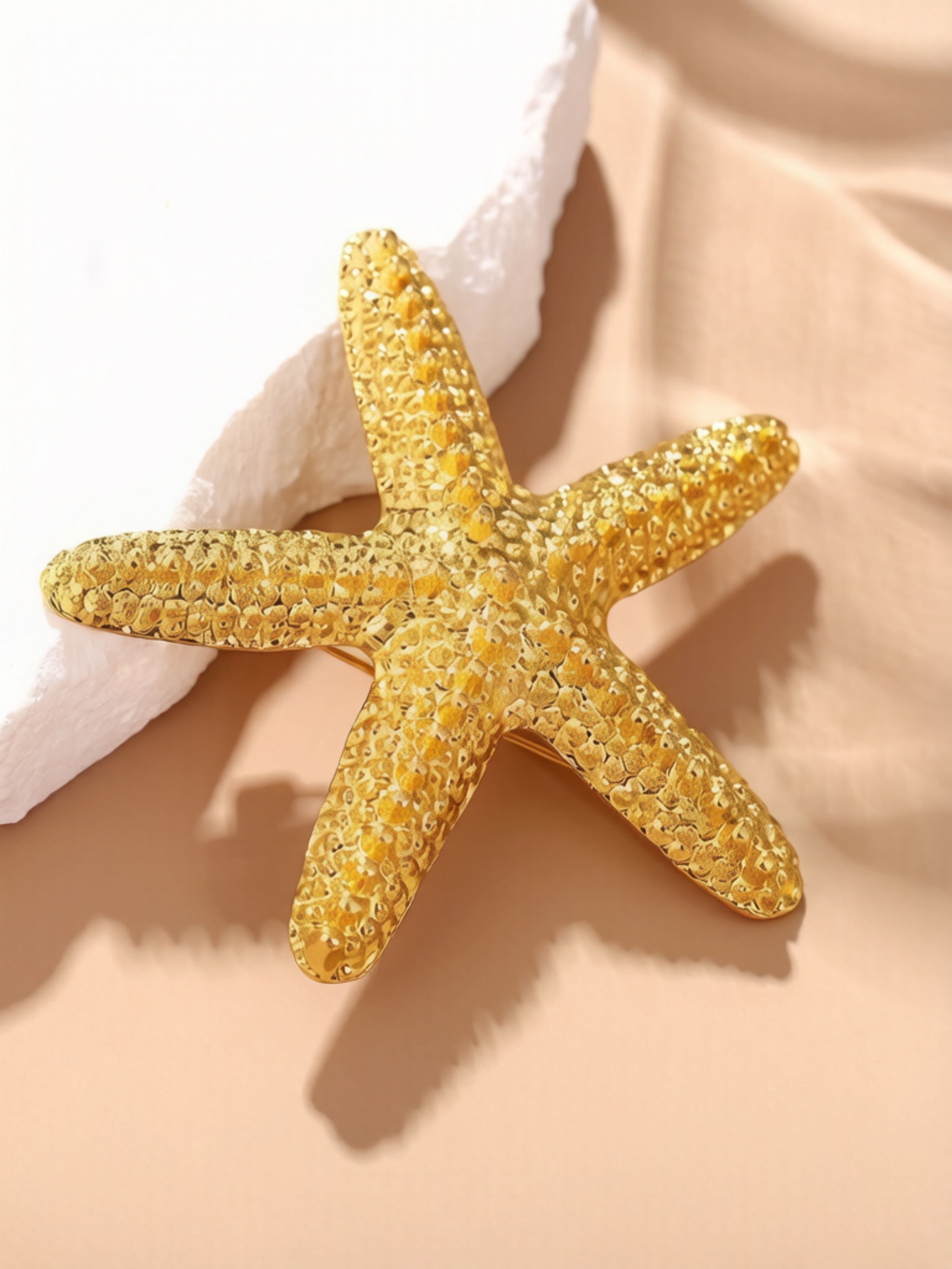 Golden Starfish Charm Brooch