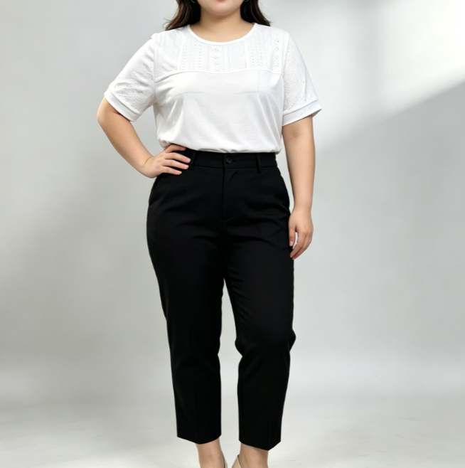Plus Size White Eyelet Short Sleeve Top
