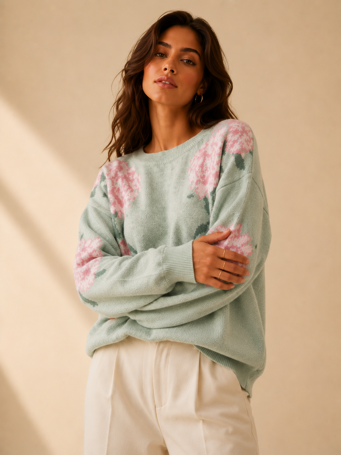 Floral Knit Regular Fit Sweater