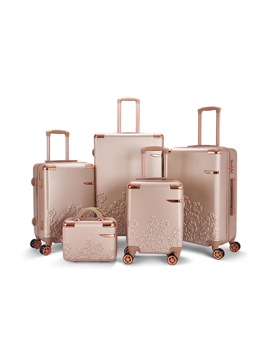 5-Piece Luggage Set with Spinner Wheels, Gold